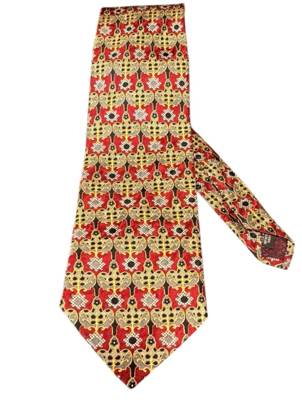 Christian Dior Monsieur Vintage Silk Necktie Burgundy Gold Tapestry